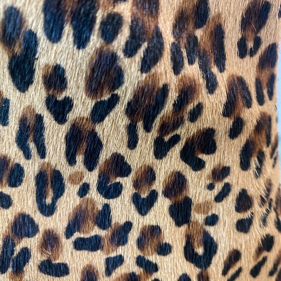 JIMMY CHOO MIRREN CARAMEL LEOPARD PRINT CALF HAIR LEATHER ANKLE BOOTS, SIZE 7.5 - Picture 10 of 11